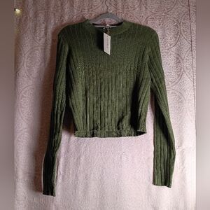 RIHOAS Olive Ribbed Knit Top NWT